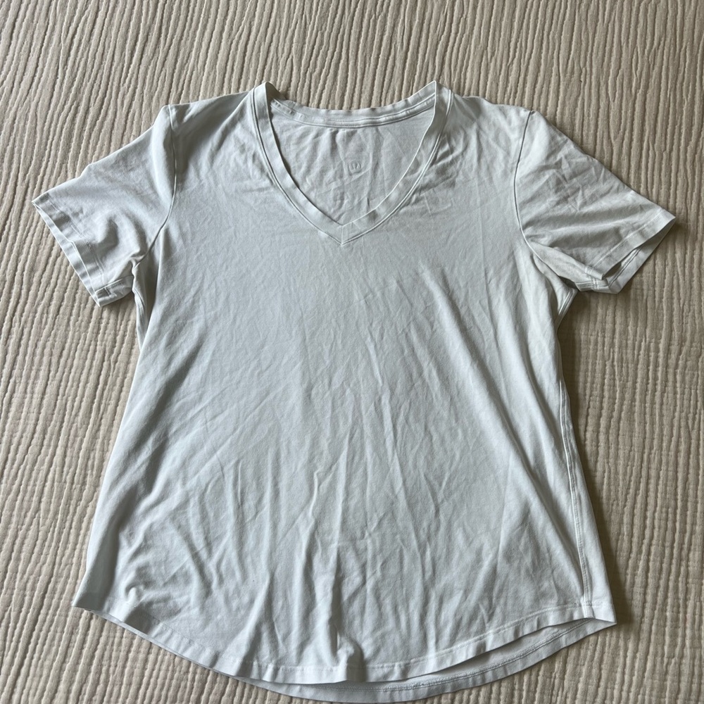 lululemon athletica White V-Neck Short Sleeve Tee
